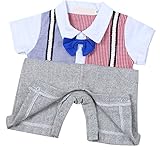 (アイム)iiniim　ベビー　短袖　フォーマル　ロンパース　蝶ネクタイ　紳士　カバーオール　子供スーツ　新生児　連体服　パンツ+シャツ+ストラップ３点セット ３点セット タグ：95 推薦年齢：18-