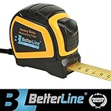 耐久性抜群の測定テープ - BetterLine - 長さ7.5 m（2.5フィート）幅2.5 cm/ナイロン製 - 丈夫なマットブレード/自動ロック機能/ベルトクリップとストラップ/メーター＆インチ