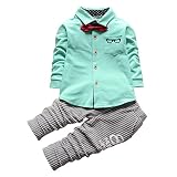 ShangYi Baby Boys' Long Sleeve Gentleman Romper 2pcs Outfit Set Green XL
