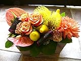 デザイナーにおまかせ フラワーアレンジメント Lサイズ (イエロー オレンジ系) 【 即日発送 誕生日 プレゼント ギフトにも】