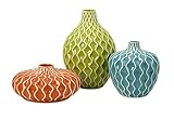 IMAX 25016-3 Agatha Ceramic Vases, Set of 3 [並行輸入品]