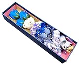 (Miwoluna) ブーケ 花束 ローズ くまのぬいぐるみ付き リボン付きのボックス ほのかな香り付き 各色 (06. ブルー)