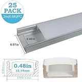inshareplus LEDアルミチャンネルシステムUタイプフラッシュマウントwithオイスターホワイトカバー、エンドキャップと取り付けクリップLEDのストリップライト(シルバー) ISP-LAC-
