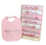 Stephan Baby Infant Girl Flutterby Garden 7-Piece Days-of-the-Week Bib Set, Pretty in Paisley, 3-12 