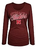 NCAA Nebraska Cornhuskers Women 's Tri Blend長袖UネックTシャツ、スモール、ヘザーレッド