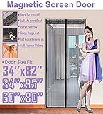 thefitlife磁気スクリーンドアフルフレームVelcro Heavy DutyメッシュFits Tallドアサイズ34 " x95 " Max 36''x83'' - Fits doors up