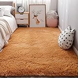 カーペット 140x180cm ふわふわ シャギー 絨毯 洗える 四季通用 冷房 床暖房対応, ダークベージュ