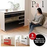 Parl 鏡面カウンターワゴン 扉収納 120cm幅/ブラック