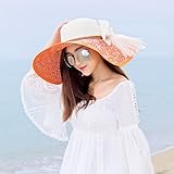 Hatrita-J 麦わら折りたたみ晒太陽帽女夏旅行大檐帽草アウトドア砂浜日除け帽麦わら太陽 b