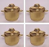 Lots of Four (4) Antique Solid Brass Handmade exceptional Dutch Oven Knob Pulls. We are not sure the