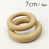 5pc 70mm Unfinished Beech Wooden Ring Teether Nature Organic Baby Teething Toy Accessories [並行輸入品]