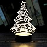 anboo Xmasクリスマスツリー/鹿/サンタクロース/雪だるま3dユニークな照明効果Optical IllusionホームインテリアLEDテーブルランプ Base: 8.5X3CM, Lights