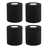 ワペックス ソフト伸縮テープ 再粘着性があるテーピング 幅75mm×長7m(4巻) ブラック