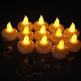 12個フローティングLED Tealight Candles Flameless防水ウェディング誕生日パーティーChristimas感謝祭デコレーションとギフトFake Tealights イエロー