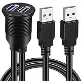 USB パネルフラッシュマウントケーブル, USB 3.0 拡張 USBマウント、ダッシュマウント、フラッシュマウント、パネルマウントケーブル、 自動車、ボート、オートバイ用 (両口 1m)