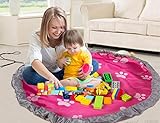 60 " Children 's Floor Play MatでポータブルショルダーバッグToddlers Kids Toy Storage Organizer Net (ピンク)