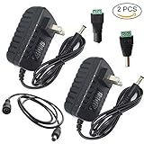 DZYDZR 2個 AC/DC 80-250V電力供給ACアダプタDC 12V 2A充電器電源アダプ24W(外径5.5mm内径2.1mm/2.5mm) + 1個1m DC プラグ延長ケーブル5.5 X