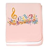 CafePress – カラフルなMusical Notes – スーパーソフトベビー毛布、新生児おくるみ ピンク 05090144436832E