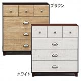 日本製 幅75cm 4段ハイチェスト 完成品（ホワイト/ブラウン） (ブラウン)