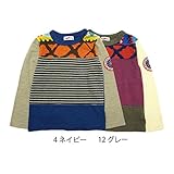 【SiShuNon/Kiccoly】3段切替Tシャツ キッコリー ベビー キッズ 3段切替 ボーダー 長袖Tシャツ 100 4 ネイビー