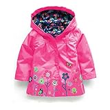 子供服子供のアウターウェア女の子素敵な花風と雨のジャケット女の子レインコート (100, ローズレッド)