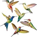 Blulu ハチドリウィンドウステッカー 6枚 衝突防止 窓ガラスに鳥がぶつかるのを防ぐデカール 非粘着ビニールステッカー ハチドリステッカー