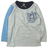 《H28年秋冬物》BOOM TOWNKIDS(ブームタウンキッズ) パンダエンブレムスラブ天竺長袖Tシャツ 100cm/杢グレー×ネイビー NO.F-961075