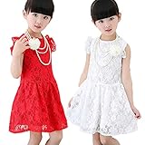 子供用 清楚 レース ワンピース プリンセス ドレス (タグ表記120 (100センチ推奨), 赤)