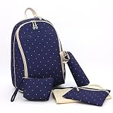 Baby Travel Backpack Diaper Bag with Changing Pad 5 Pieces Set (Navy Dot) by Sleeping Lamb