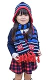 (ビグッド)Bigood 子供 帽子 男の子 女の子 キッズ 可愛い ニット帽・マフラー セット ニットキャップ 車柄 防寒 暖かい 通学通園 クリスマス（ブルーM）