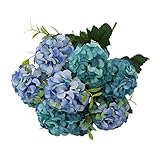 Fityle 観葉植物　人工菊花　装飾用　ホーム　パーティー　結婚式　6色　花束　造花　 - ブルー