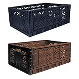 【Ay-kasa】 収納ボックス コンテナ マルチウェイ マキシボックス 2個セット (ネイビー×コーヒー)