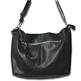 ラム革のような上質フェイクレザー使いのシンプルショルダーBK