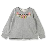 ブランシェス（branshes） 花柄刺繍×バック切替トレーナー【杢グレー/（01）80cm】