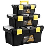 VonHaus 3-Piece DIY Tool Box Set with Organizer Trays & Storage Compartments - 16.5-inch, 13-inch & 