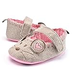 PUERI ベビーシューズ　ファーストシューズ キッズ シューズ　歩行練習用 柔らかい靴底 女の子 ネズミ　可愛い (L, グレー)