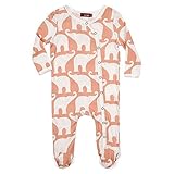 Milkbarn Organic Cotton Long Sleeve Footed Romper – ローズ象、3 – 6ヶ月