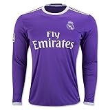 Real Madrid 2016 17新しいシーズンAway長袖サッカージャージーDIY名番号 M パープル