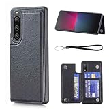 【Aqier】For 互換性 Xperia 5 IV/au SOG09/docomo SO-54C/SoftBank A204SO XQ-CQ44 適用 背面手帳型 軽い薄い 純色 レザーケース（ブラック）ソニー エクスペリア5iv ドコモso54c ソフトバンクa204so 楽天モバイルxqcq44 エクスペリア5 4 ケースカード入れ 片手操作 バック​カバー ソニーxperia5iv 黒
