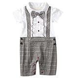 春 夏 蝶ネクタイ 半袖 フリルタイスーツ フォーマル ≪子供服 結婚式 七五三 お食い初め 新生児 幼児 撮影 記念日 誕生日 ハーフバースデー 入園 ≫(B（グレー）,90cm(80-90cm相当