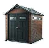 KeterフュージョンLarge 7.5 X 9 ft。ウッド&プラスチックアウトドア庭ガーデン複合ストレージShed 7.5x7 ft. 219882
