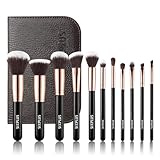 SIXPLUS 貴族のゴールド メイクブラシ11本セット ブラウン化粧ポーチ付き