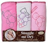 Teddy Bear Hooded Bath Towel Set, 3 Pack, Girl, Frenchie Mini Couture by Frenchie Mini Couture [並行輸入
