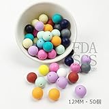 Mamimami Home 12MM 歯固め ビーズ 安全素材 シリコーン製 授乳チュアブルボール　DIY おしゃれ噛がため　おしゃぶりチェーン 赤ちゃんの玩具　 Sサイズ　ミックスカラー　50個 [