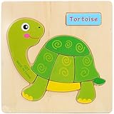 POTOJP 木製パズル 小さな立体パズ 立体の木製組立キット　 亀 (24種類展開)　 Mini 3D Puzzle Kids Educational Funny Toy　積み木　木のおもちゃ 組み