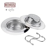 2 Pcs Kitchen Sink Strainer – Heavy DutyステンレススチールバスケットStrainer、Largeワイドリム4.5 "直径Perfect forキッチン洗面台