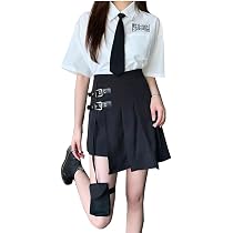 Amazon.co.jp: [NACZHLOVELL] プリーツスカート黒 ゴシック パンク 