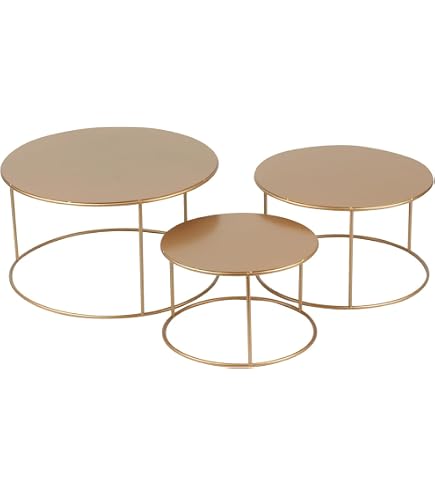 Set Of 4 Nesting Hexagon Metal Risers – Brass Display Stands For Food, Cupcakes, Plants, Medium Sizes - View #4