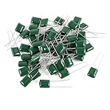 uxcell フィルムコンデンサー　ポリエステルコンデンサー　ポリエステルフィルムコンデンサ　2A104J 100V 100nF 5%　50個入