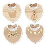 ツバメ--屋　ベビー ビブ 柔らかい よだれかけ 三角 スナップ サイズ調整可能 4枚セット (B)